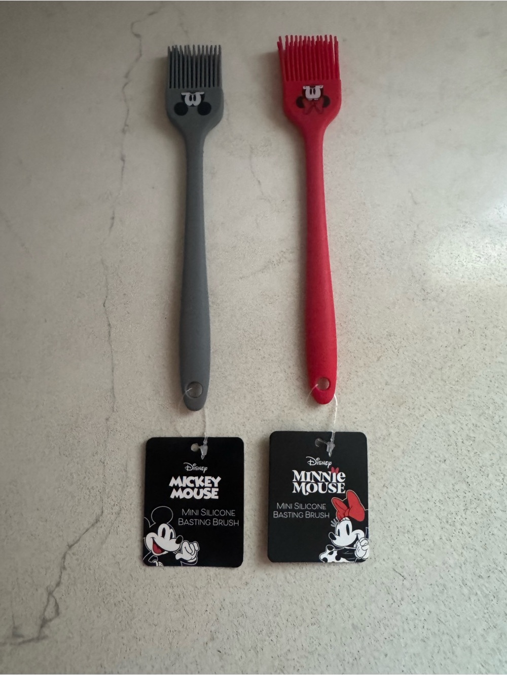 NWT- bundle of 2 .Disney Mickey & Minnie Silicone Basting Brushes - Gray & Red